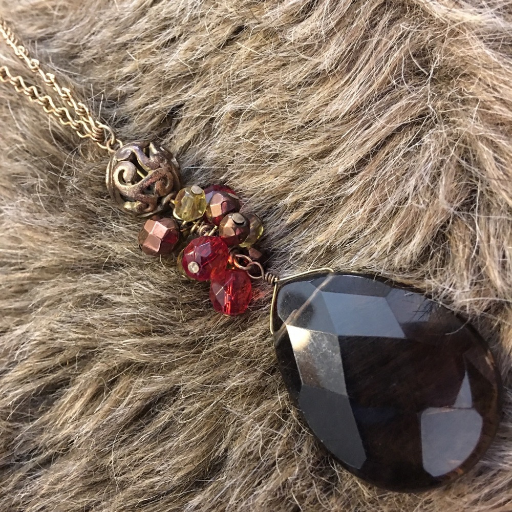 Vintage long glass crystal chandelier necklace